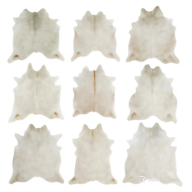Shaped Rugs in Cowhide Shape Light Colored with Natural Texture Arranged in Multiple Pieces 3d model
