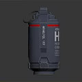 Realistic High Explosive Hand Grenade With Gray Body And Red Stripe Design