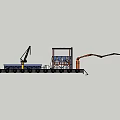 Floating Marine Construction Platform With Crane And Operational Equipment On Water