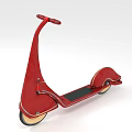 Stylish Red Vintage Scooter With Curved Handlebar Yellow Wheels And Black Pedal