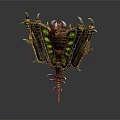 Character Holding Golden Mythical Creature Weapon With Green Glowing Eyes And Spiked Wings