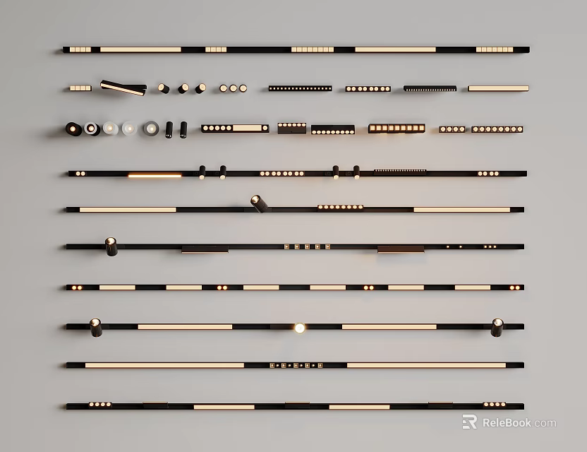 Downlights And Spotlights With Various Designs Sizes And Modern Metal Finishes 3d model 