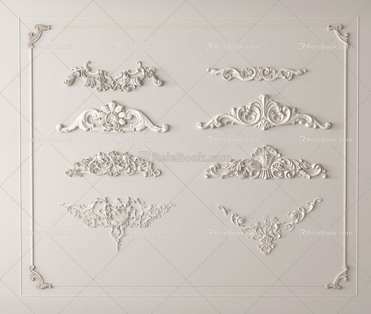 Jane European architectural components carved 3d model