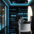 Modern KTV Interior With Neon Lights Sofas And TV Screen 3d model