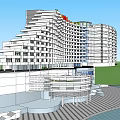 Modern Waterfront Hotel Building With Multi storey Design And Observation Decks 3d model