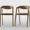 Modern Wooden Leisure Chairs With Curved Backrest And Pair Design For Living Room