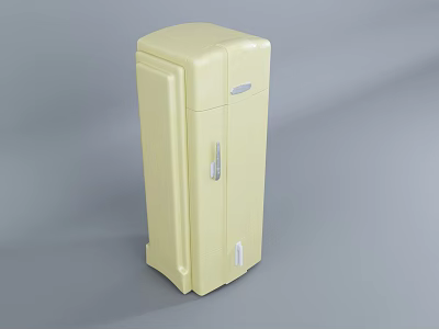 Vintage Yellow Upright Refrigerator Freezer with Single Door and Compact Design for Home Kitchen 3d model