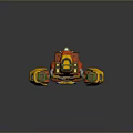 Futuristic Red And Yellow Vehicle Model With Cockpit And Seats Design
