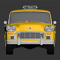Yellow Classic Taxi With Vintage Design And TAXI Sign On Roof