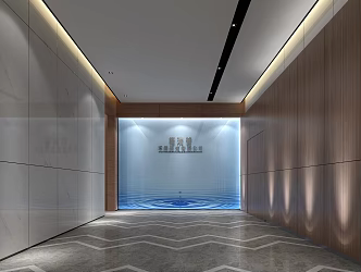 Modern office front desk corridor aisle 3D model 3d model