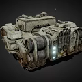 Military Combat  Tank With Tracks Cannon Headlights And Weathered Armor Design