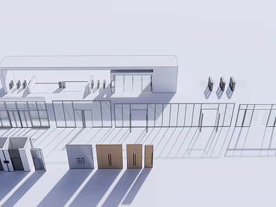 Modern Hinged Doors For Home Interior With Wooden And Glass Panel Designs 3d model