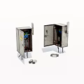 Metal Industrial Electrical Enclosures With Open Door Internal Components And Mounting Accessories