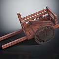 Traditional Wooden Wheelbarrow Structure With Solid Wood Frame And Classic Wheel Design 3d model