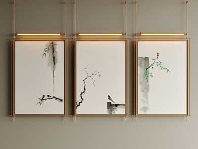 New Chinese Decorative Painting Hanging Painting Combination 3d model