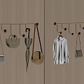 Modern Elegant Coat Rack On Wooden Wall With Bags Clothes Hat And Umbrella