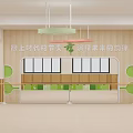 Bright Kindergarten Interior Design With Green Decor Wooden Railings And Large Windows