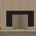 Modern Interior Featuring TV On Wooden Wall With Striped Panel And Side Columns 3d model