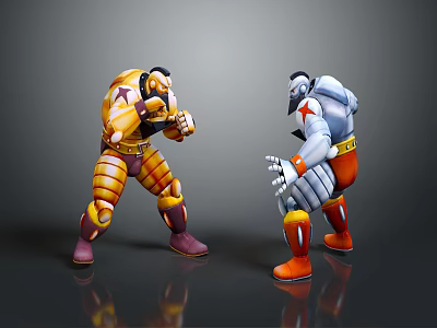 Game and Movie Characters in Confrontation with Battle Stance and Armor 3d model