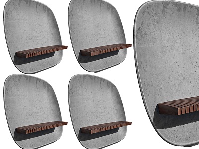 Outdoor Park Concrete Bench Landscape Seat Solid Wood Landscape Seat Wood Concrete Landscape Seat Minimalist Seat 3d model