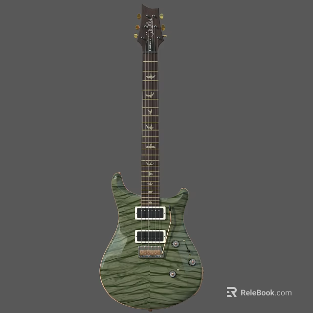 Electric Guitar With Painted Design And Art Supplies For Musical Instrument Art 3d model 