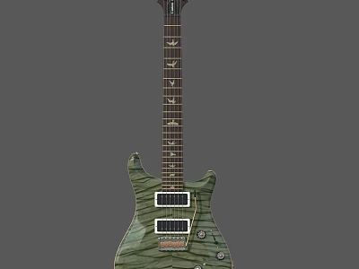 Electric Guitar With Painted Design And Art Supplies For Musical Instrument Art 3d model