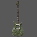 Electric Guitar With Painted Design And Art Supplies For Musical Instrument Art