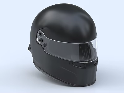 Black Full Face Motorcycle Helmet With Transparent Visor And Sleek Modern Design 3d model