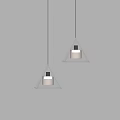 Two Modern Pendant Lights With Triangular Clear Acrylic Frame And White Lampshade 3d model