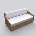 Modern Two Seater Sofa With Wooden Frame And White Cushion Design 3d model