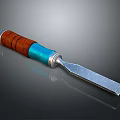 Wooden Handle Chisel With Blue Accent And Metal Blade Crafting Tool
