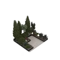 Stylish Tree Planter With Tall Trees Shrubs And Various Small Plants Design