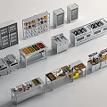 Modern Kitchen Storage Cabinets With Glass Doors And Food Display Shelves