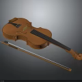 Acoustic Classical Violin String Instrument With Wooden Bow For Musical Performance