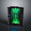 Modern Tech Cooling System With Green LED Lights And Metallic Frame Structure