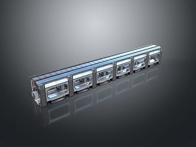Modern Train Model With Multiple Carriages Shiny Metal Exterior And Windows 3d model
