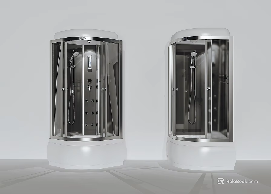 Modern Freestanding Shower Sauna with Glass Door and Stainless Steel Frame 3d model 