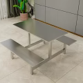 Stainless Steel Public Bench With Attached Table For Indoor Public Dining Areas