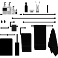 Essential Bathroom Accessories Including Soap Dispensers Toothbrush Holders Towel Racks Towels And Toilet Brushes