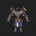 Fantasy Character Armor Design With Creature Inspired Metallic Ornamental Parts And Blue Accents 3d model