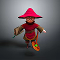 Woman Wearing Red Outfit And Wide Brimmed Hat With Glasses Holding Book And Broom