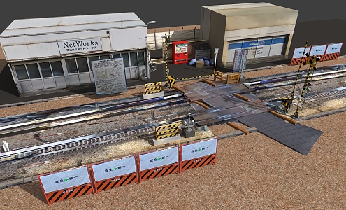 Train Maintenance Station Train Track Equipment Landscape 3d model