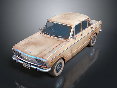 Rusty Vintage Classic Car With Old Exterior And Retro Design Details 3d model