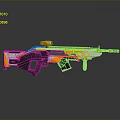 Futuristic Sci Fi Weapon With Orange White And Black Colorful Design Details And Modern Features
