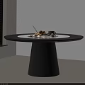 Round Dining Table With Two Tone Top Coffee Cup Pastries Open Book By Window Sunlight 3d model