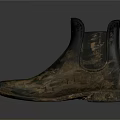 Black Outdoor Boots Featuring Muddy Surface and Rugged Worn Look for Heavy Duty Work