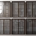 Modern Sliding Doors With Dark Frames And Glass Panels For Home Interior 3d model