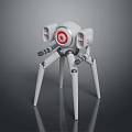 Mechanical Spider Creature with Multiple Legs Red Target Sensors and Robotic Arms 3d model