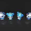 Cute Game And Movie Characters In Blue Outfits With Adorable Expressions