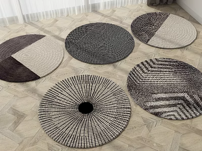 Modern Round Rugs With Black White Geometric And Striped Patterns For Home 3d model